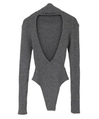 BACK OPEN KNIT BODYSUIT SET 11106ー